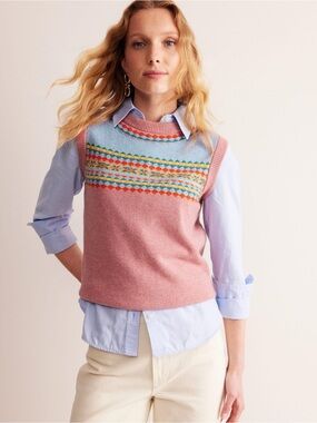 Boden Edie Fair Isle Vest Size M NWT